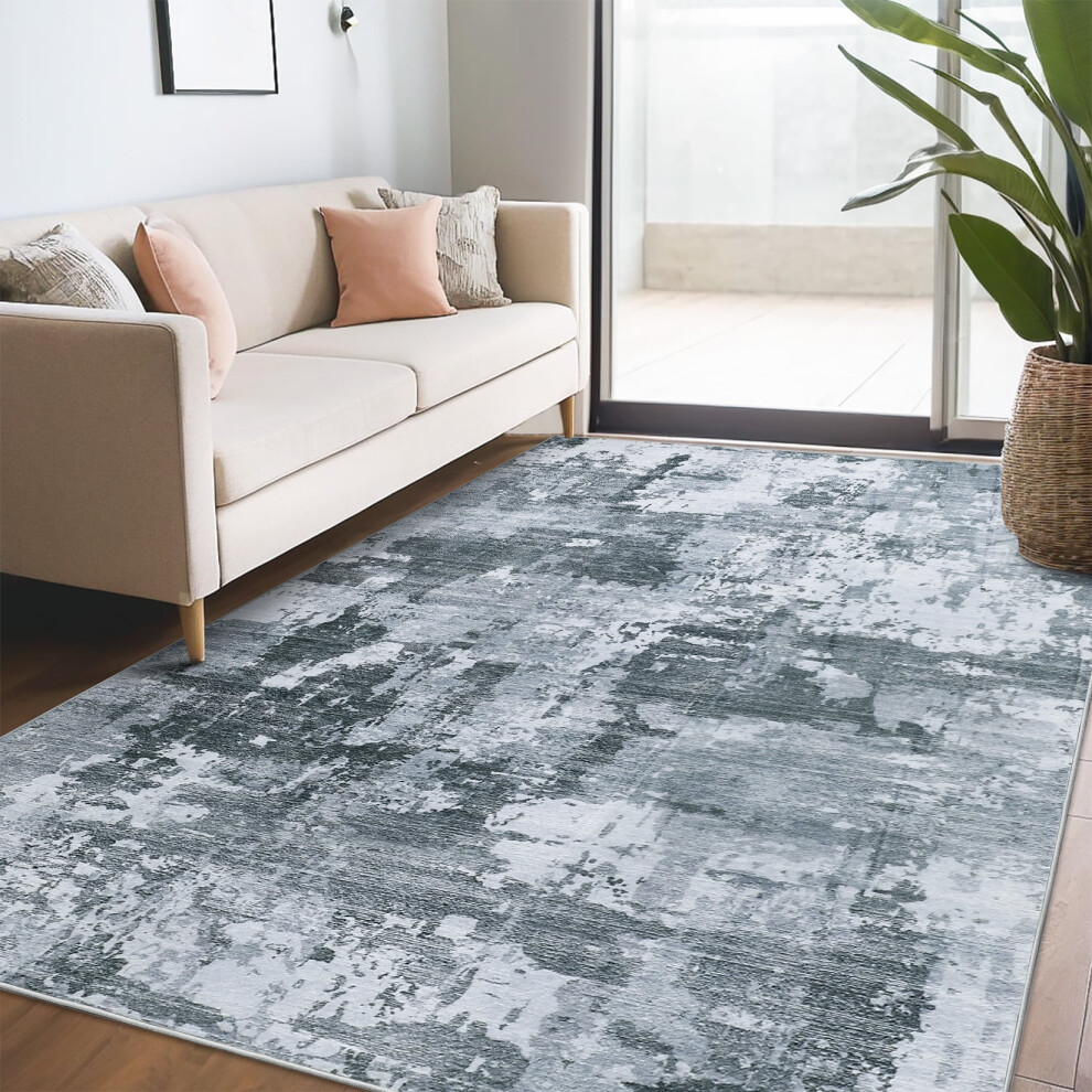 Harperlare washable modern abstract area rug grey 5' x 7'