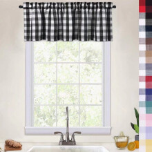 Farmhouse black white buffalo check valance curtain 52x15