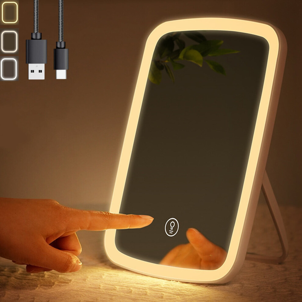LED makeup mirror USB rechargeable adjustable color