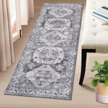 Haperlare grey hallway runner rug 2x6 ft