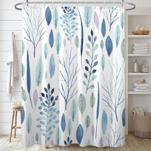 Watercolor Floral Shower Curtain Blue Botanical 72x72