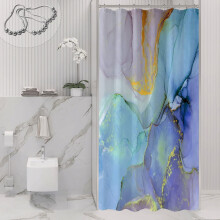 Stall Shower Curtain 36x72 inches Abstract Marble Blue