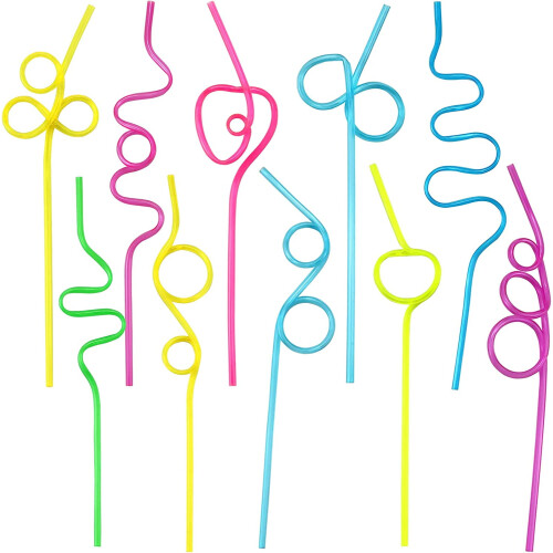 Crazy Straws Colorful Reusable 10 Pcs