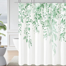 Shower Curtain Mint Green Floral Eucalyptus 72x84