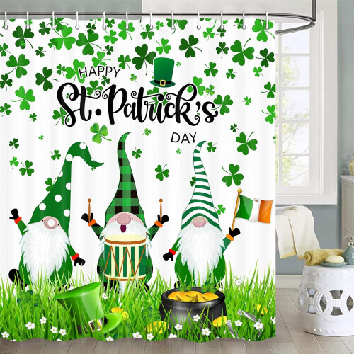 St Patrick's Day shower curtain green clover pattern 70x70