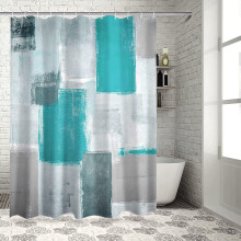 Teal abstract shower curtain polyester 72x72 inch