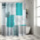 Teal abstract shower curtain polyester 72x72 inch 1