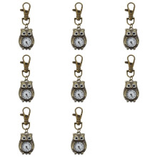 8X Horloge Trousseau Porte-Cles Forme D'Hibou 37X24Mm