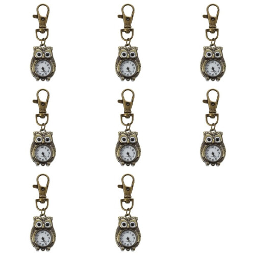 8X Keychain Clock Keyring Owl Shape 37X24Mm