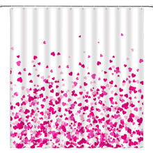 Valentine's Day Shower Curtain Heart Design Purple 72x72
