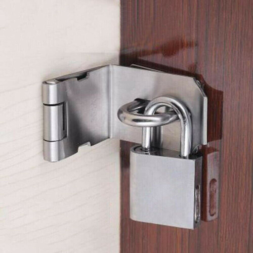 Gate latch lock stainless steel 90-degree hasp and staple 1
