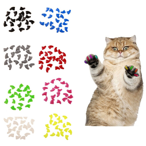 Cat Nail Caps Soft Plastic Colorful 20Pcs