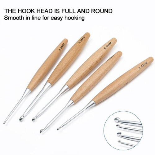 Crochet Hooks with Wooden Handle 3.0mm–12mm 11pcs 1