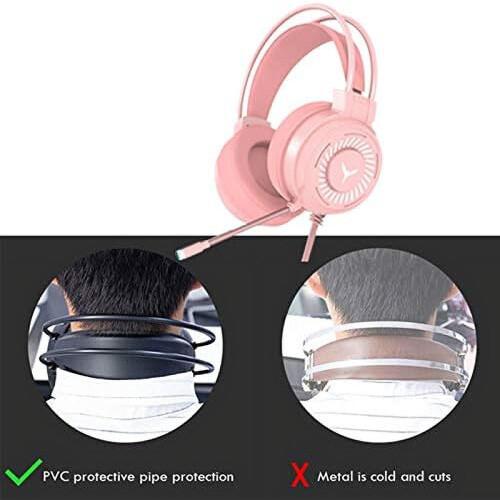 3.5mm gaming headset pink stereo wired with mic 2