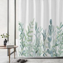Shower Curtain Green Eucalyptus Watercolor 72x84