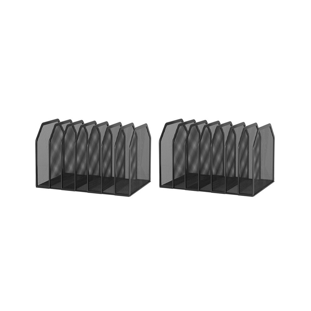2X Metal 7-Section File Folder Organizer For Desk Vertical Office File Holder Duty Mesh Document Sorter 6032343225516