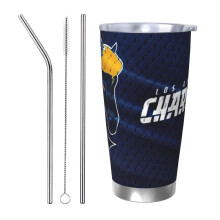 Chargers Football Team Design 20oz Edelstahl-Thermosbecher mit Deckel und Strohhalm, kompatibel mit Auto-Getränkehaltern, für heiße und kalte