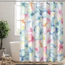 Floral Shower Curtain Teal Blush 72x84 Inch Waterproof with