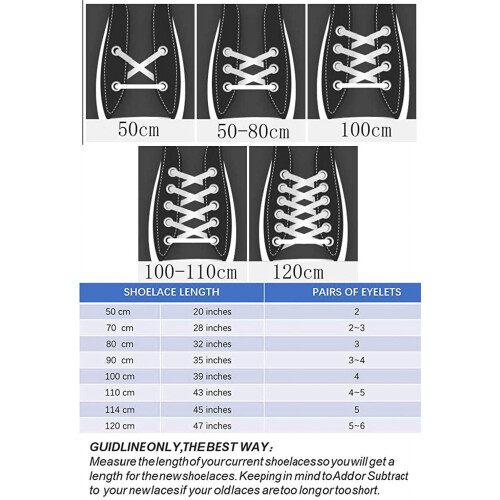 Flat shoelace set 2 pairs multiple lengths 1