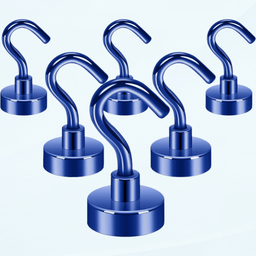 Magnetic Hooks Heavy Duty 28 lb Navy Blue 6-Pack