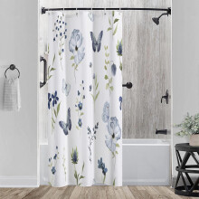 Floral shower curtain green blue 36x72 inch waterproof