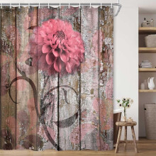 Farmhouse floral shower curtain 36x70 in rustic pink dahlia