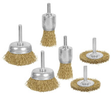 Wideskall brass wire brush set for drill, 2 packs of 3