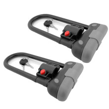 Wideskall U-Bar Bike Lock 14mm Heavy Duty 2-Pack with Mount