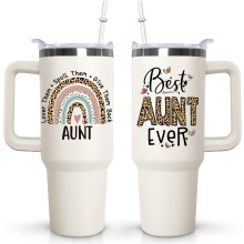 Auntie Tumbler Vacuum Insulated 40 oz with Handle and Straw