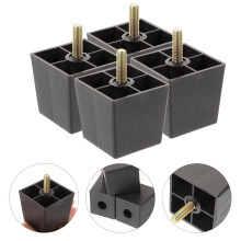 Plastic Furniture Legs Black Square 4 Pcs