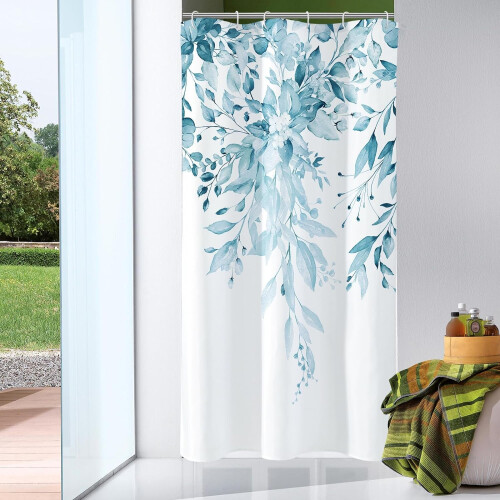 Shower Curtain Blue Floral Eucalyptus 36x72