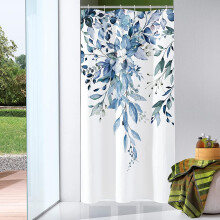 Shower Curtain Blue Floral Eucalyptus 36x72 in