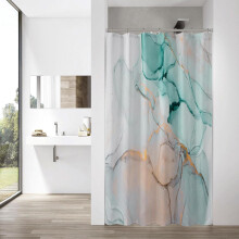 Shower Curtain Abstract Grey Teal Marble 36x72