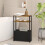 Narrow Side Table with Fabric Basket White Camel Brown 8