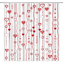 Valentine's Day Shower Curtain Red Heart Dot Pattern with