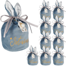 Bunny Ear Flannel Candy Gift Bags Blue 10 pcs