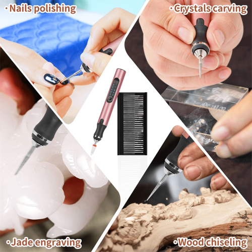 Engraving Pen Rose Gold USB Rechargeable with 37 Bits 2