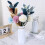 Origami-style plastic vase set ceramic look 4 pcs 6
