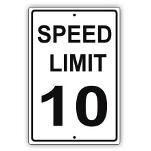 Speed Limit Warning Sign Black on Metal 8 x 12 inch