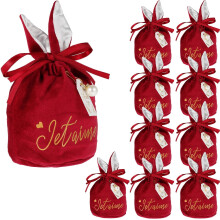 Red Bunny Ear Flannel Gift Bags 10 pcs