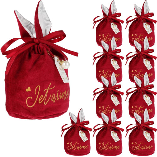 Red Bunny Ear Flannel Gift Bags 10 pcs
