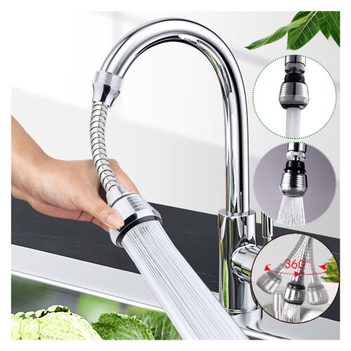 Faucet Extension Tube with 360 Adjustment and 1