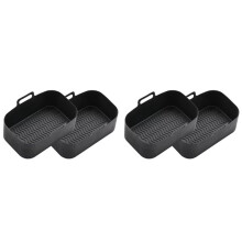 4Pcs Silicone Pot for Air Fryer Foldable Basket Air Fryer Rack with Handles Black