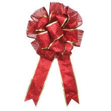 Red velvet Christmas bow with glitter and gold edge, large