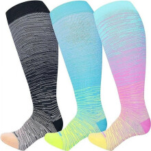 SUGARMOM Compression Socks Wide Calf 3 Pairs 15-20mmHg Knee