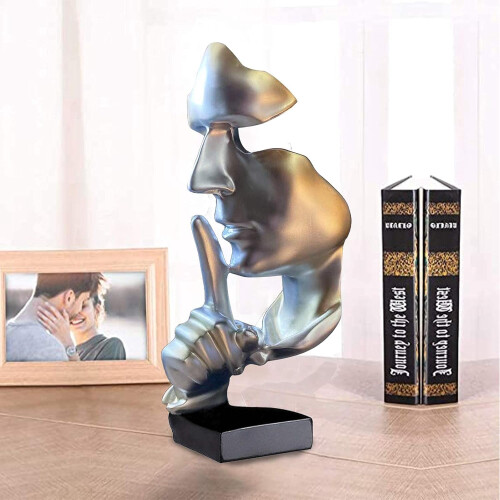 Abstract Statue Silence is Gold Resin Figurine Silver 1