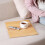 Bamboo Sofa Arm Tray with Cork Pad and Cup Holder 2