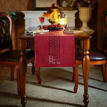Gray Hollow Table Runner Rectangle Double-Sided Fabric 13 x