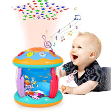 Brinquedo Musical Educativo SUGARMOM para Bebês de 6 a 12 Meses - Projetor de Luz Estelar Giratório 4 em 1 com Tema Oceano - Brinquedo Sensorial