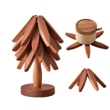 Wooden Trivets Set Walnut 5pcs 7.87 inch
